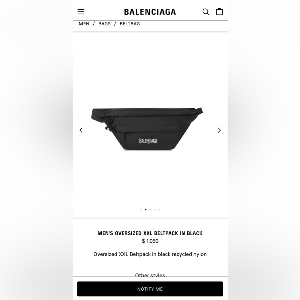 Balenciaga XXL Black Oversized Beltpack/Satchel/Fanny Pack (original)